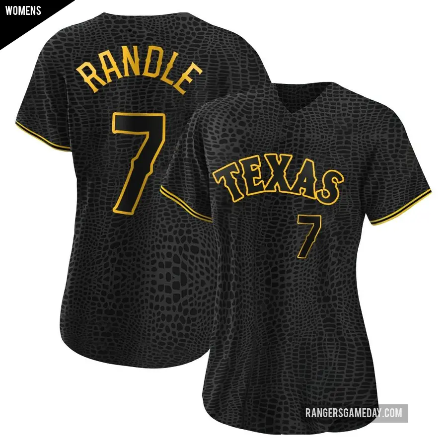 Women's Texas Rangers ＃7 Lenny Randle Authentic Black Snake Skin City Jersey