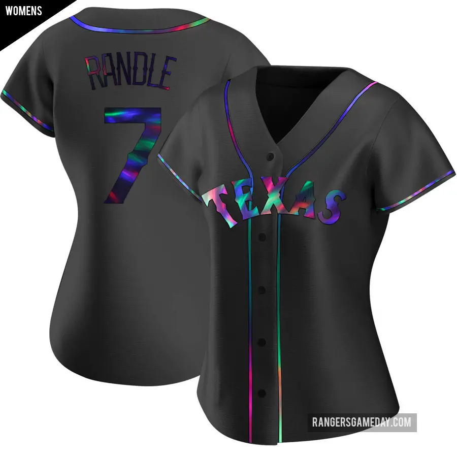 Women's Texas Rangers ＃7 Lenny Randle Replica Black Holographic Alternate Jersey