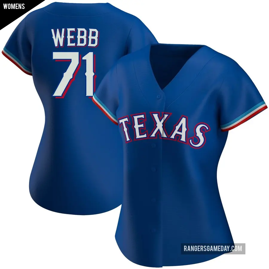 Women's Texas Rangers ＃71 Jacob Webb Authentic Royal Alternate Jersey