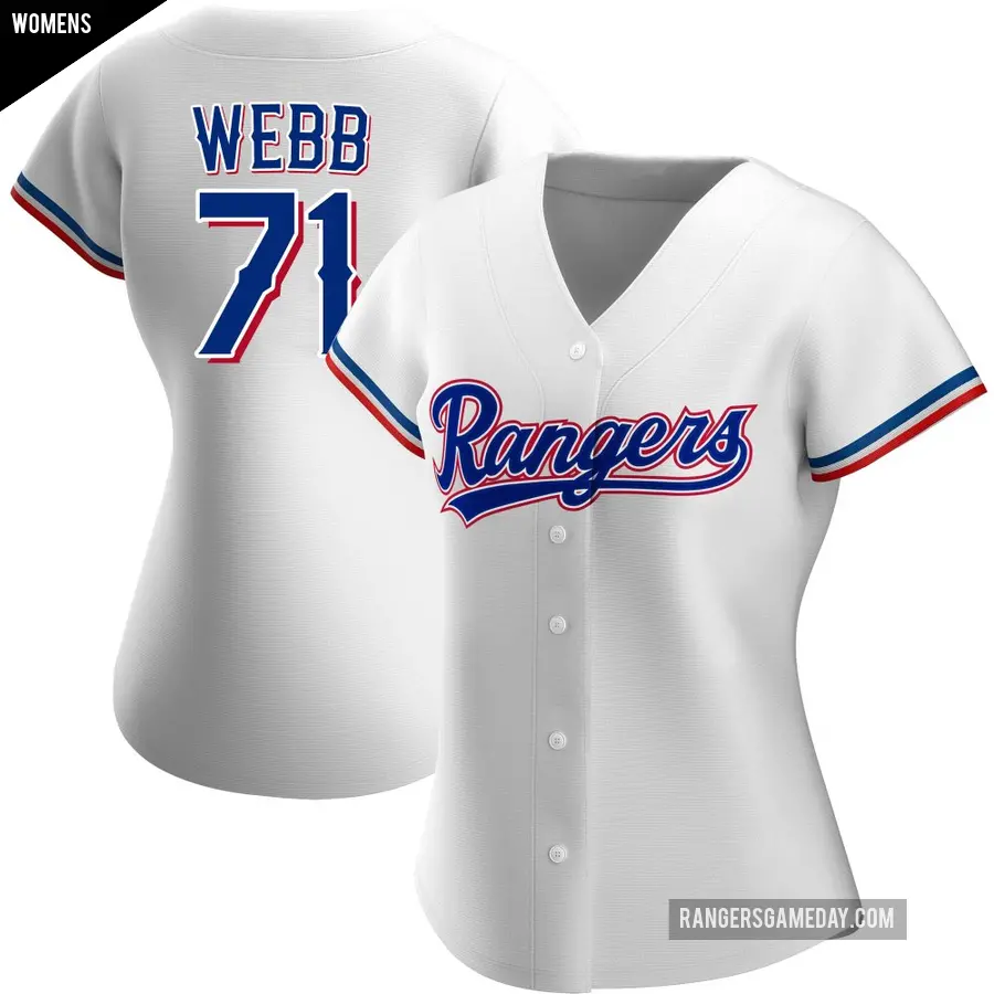 Women's Texas Rangers ＃71 Jacob Webb Authentic White Home Jersey