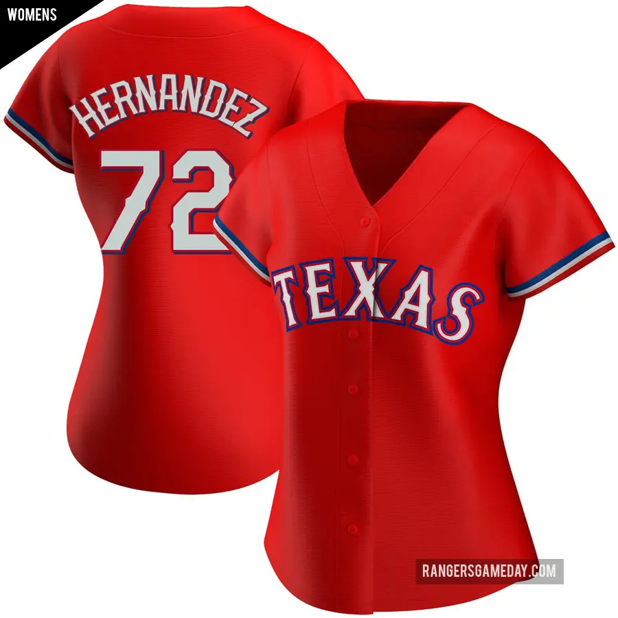 Women's Texas Rangers ＃72 Jonathan Hernandez Authentic Red Alternate Jersey