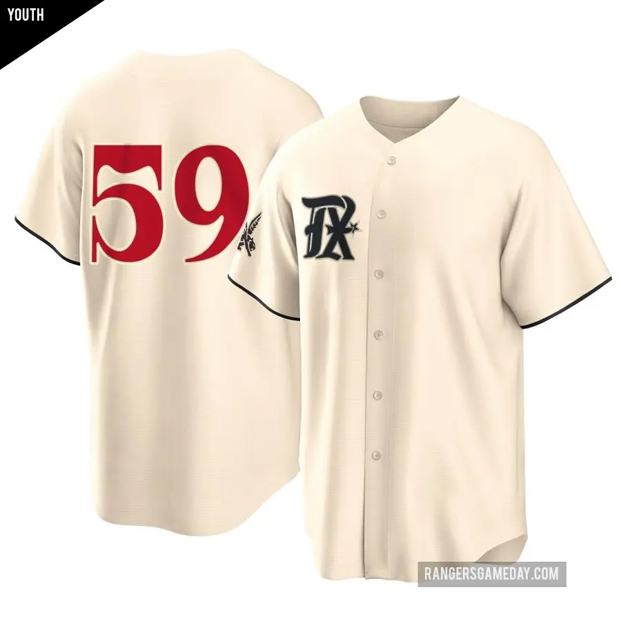 Youth Texas Rangers ＃59 Brett Martin Replica Cream 2023 City Connect Jersey