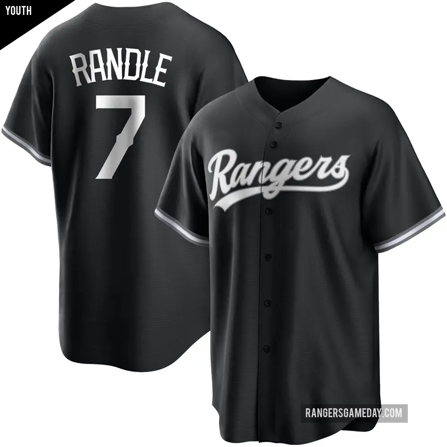 Youth Texas Rangers ＃7 Lenny Randle Replica Black/White Jersey