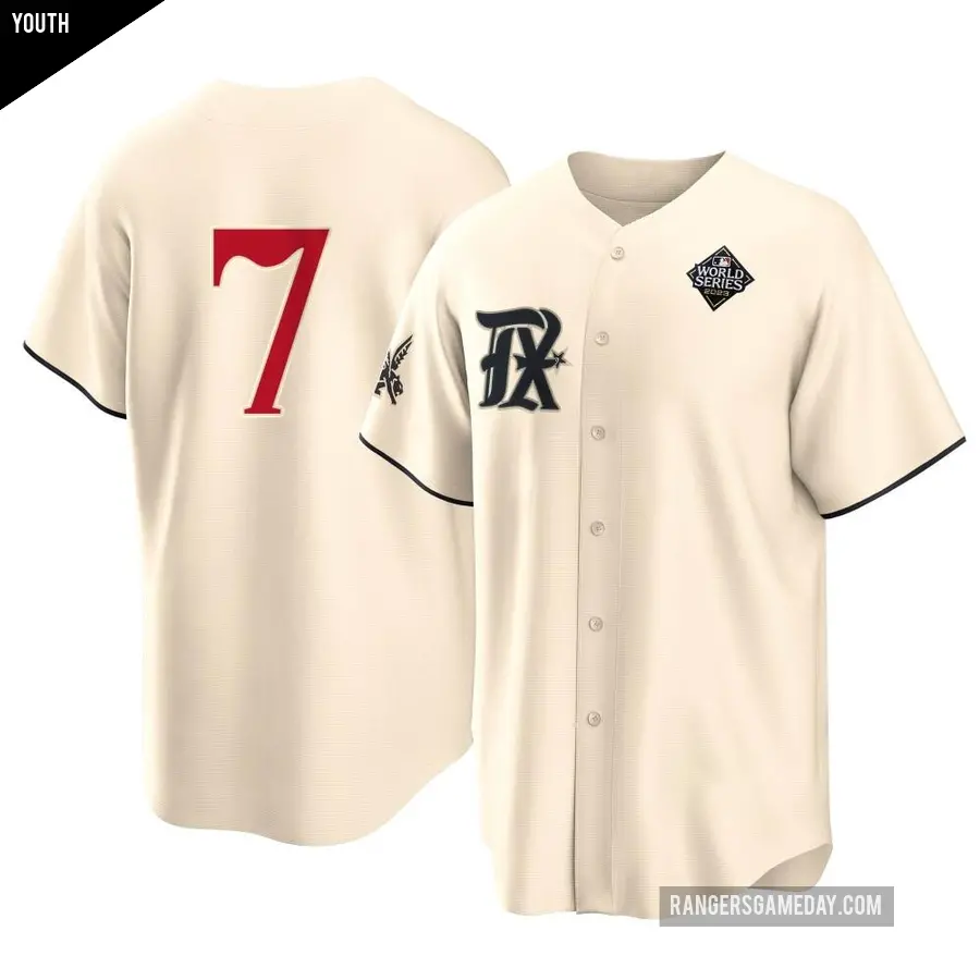 Youth Texas Rangers ＃7 Lenny Randle Replica Cream 2023 City Connect 2023 World Series Jersey