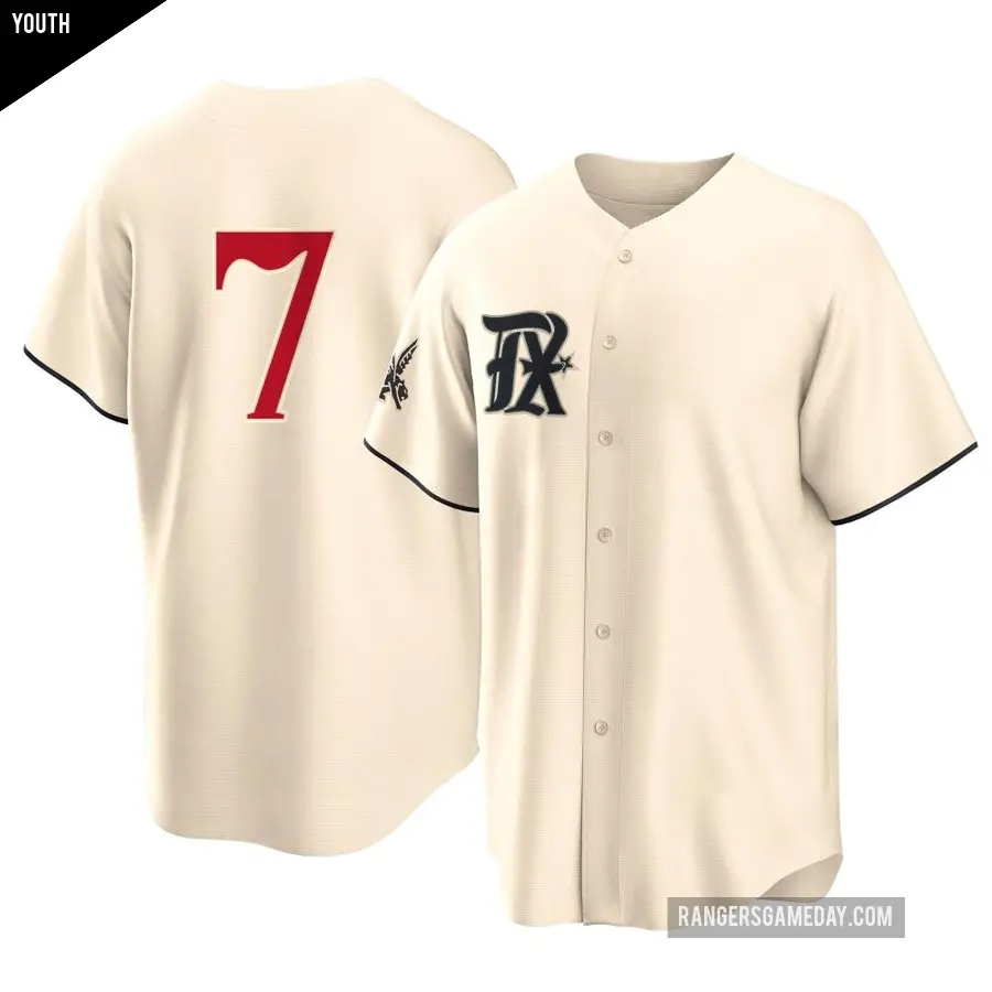 Youth Texas Rangers ＃7 Lenny Randle Replica Cream 2023 City Connect Jersey