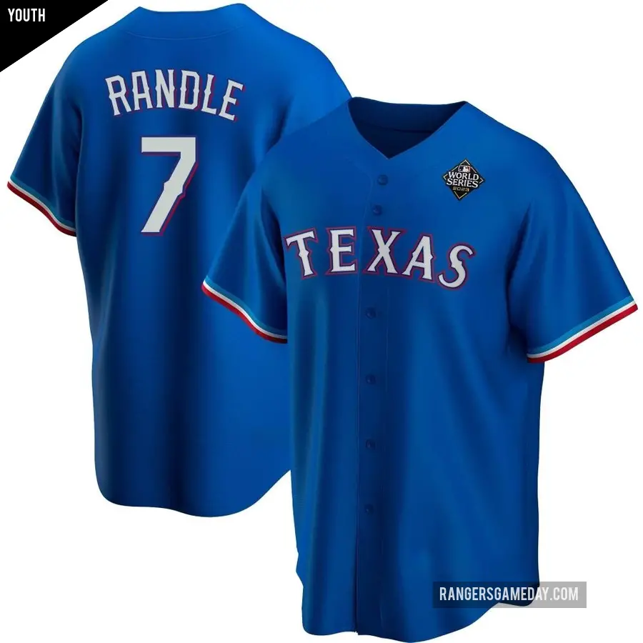 Youth Texas Rangers ＃7 Lenny Randle Replica Royal Alternate 2023 World Series Jersey