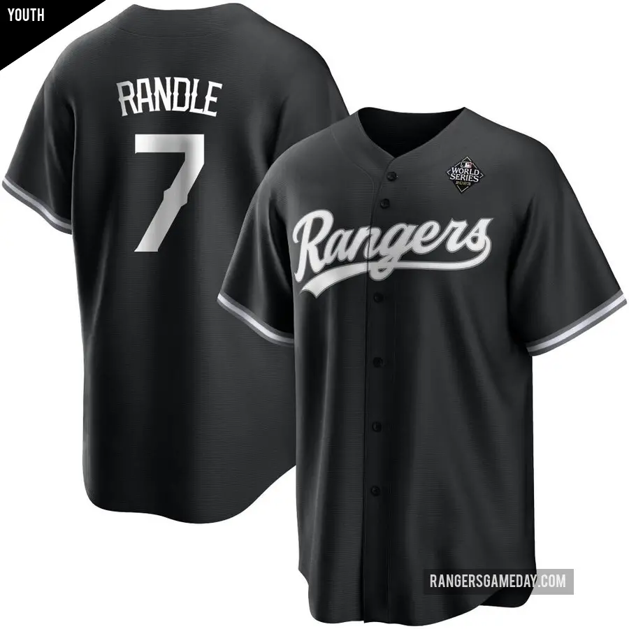 Youth Texas Rangers ＃7 Lenny Randle Replica White Black 2023 World Series Jersey